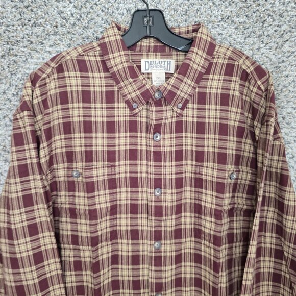 Duluth Trading Co Shirt‎ Men's 2XL XXL Red Plaid Flannel Cotton Pocket Casual - Picture 4 of 7